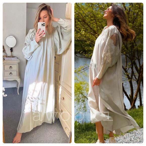 H&M Conscious Collection Green Lace Trimmed Slit Dress - Picture 6 of 8